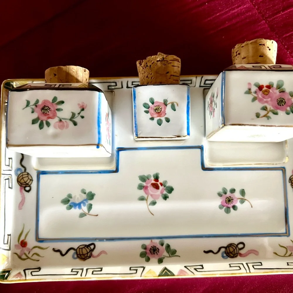 Inkwell or spice jar set, highly collectible,porcelain Nippon marked M Morimura - Picture 8 of 12